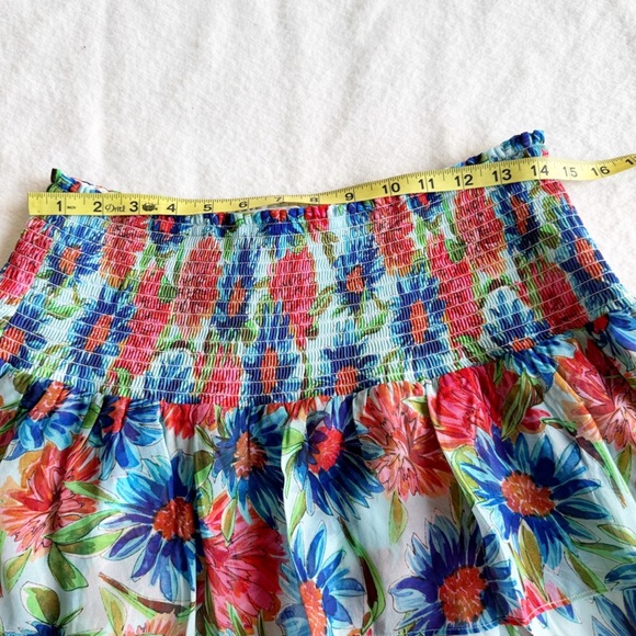 MILLY Wyatt Paint Dahlia Print Mini Skirt Tiered Size 10 - Picture 7 of 7